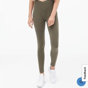 Seriously soft crossover cross cross high right leggings, khaki green brown